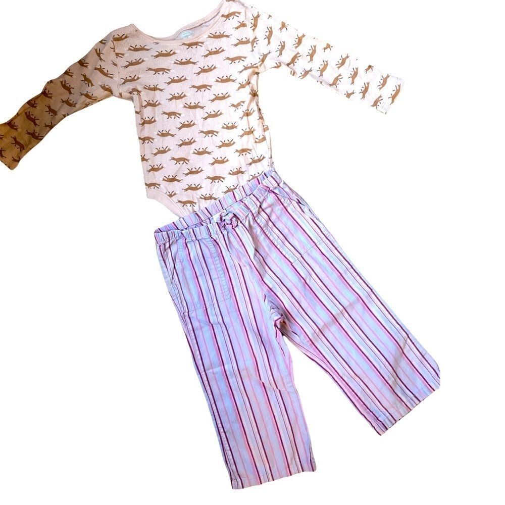 Old Navy Reindeer Onesie with Striped Pajama Pants 18-24 Mos